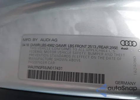 2018 Audi A5 2.0T Premium из США, поврежденный, VIN WAUYNGF59JN017431